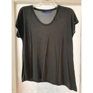 Black slanted cut t shirt